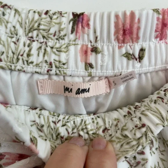 Mi Ami Ruffled Floral Skirt stretch Waste with Tie Front Size S - Picture 7 of 11